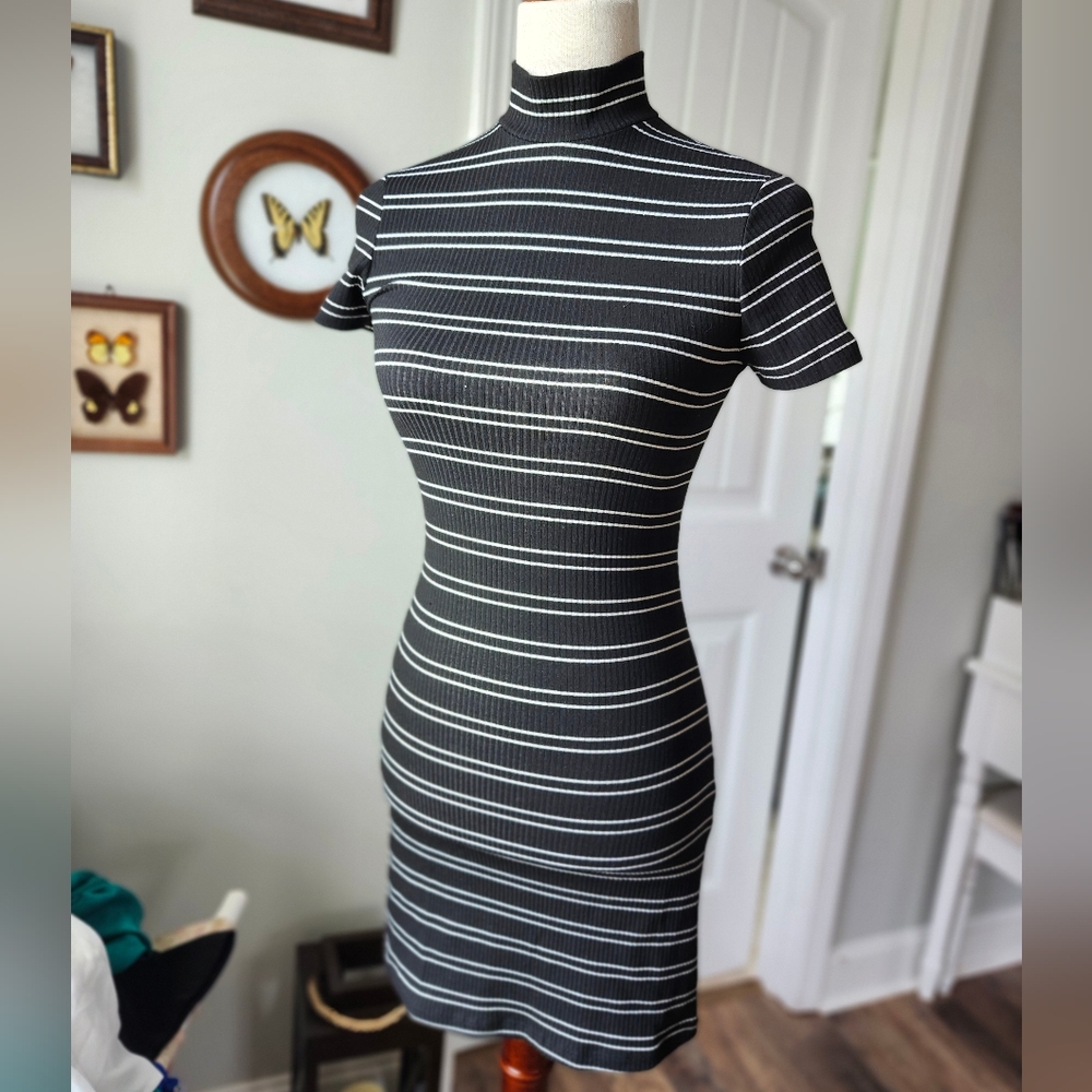 Forever 21 Black and White Striped Mini Dress